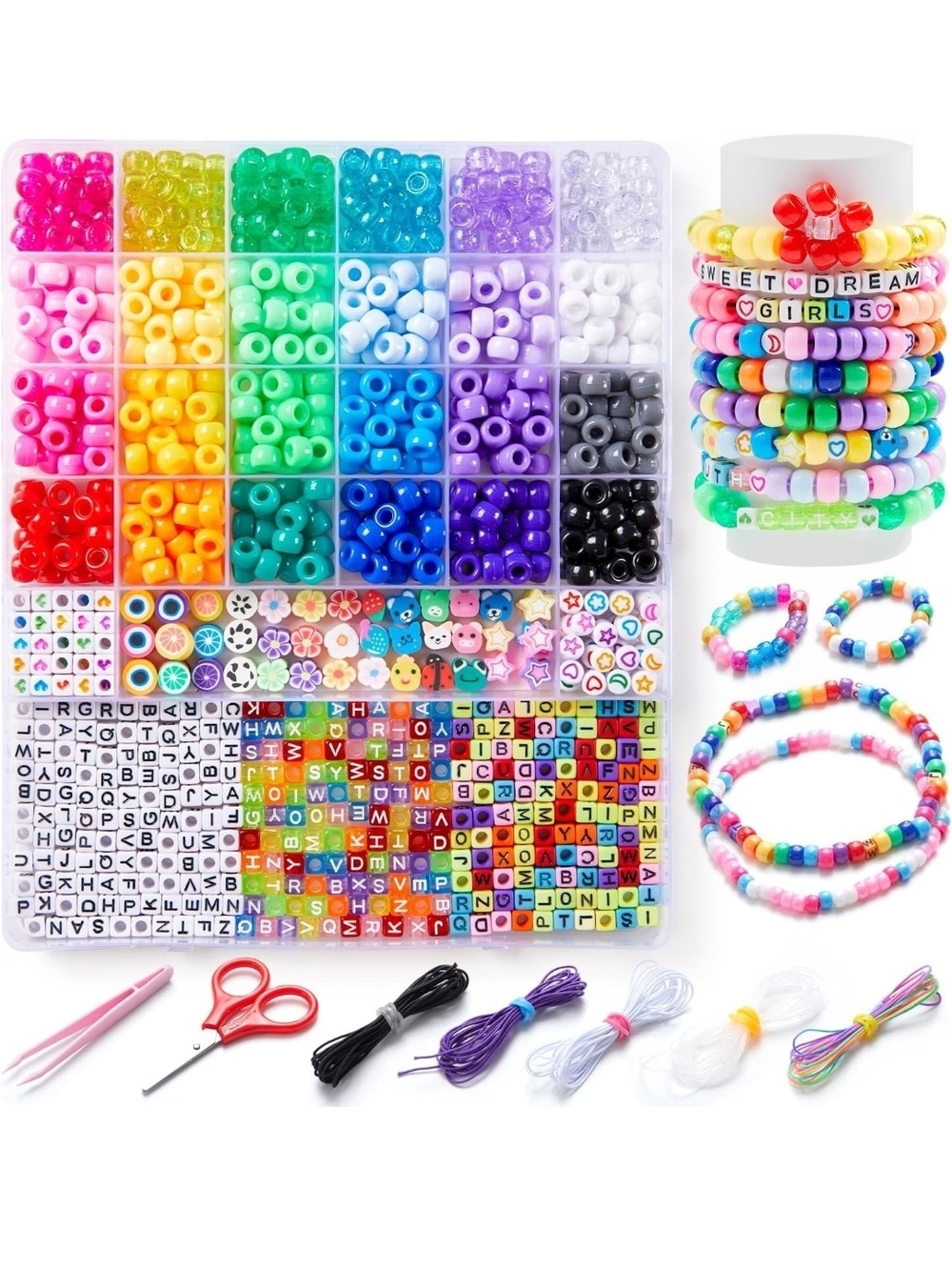 Kids Rainbow Bead Bracelet Kit - Multicolor Jewelry Supplies